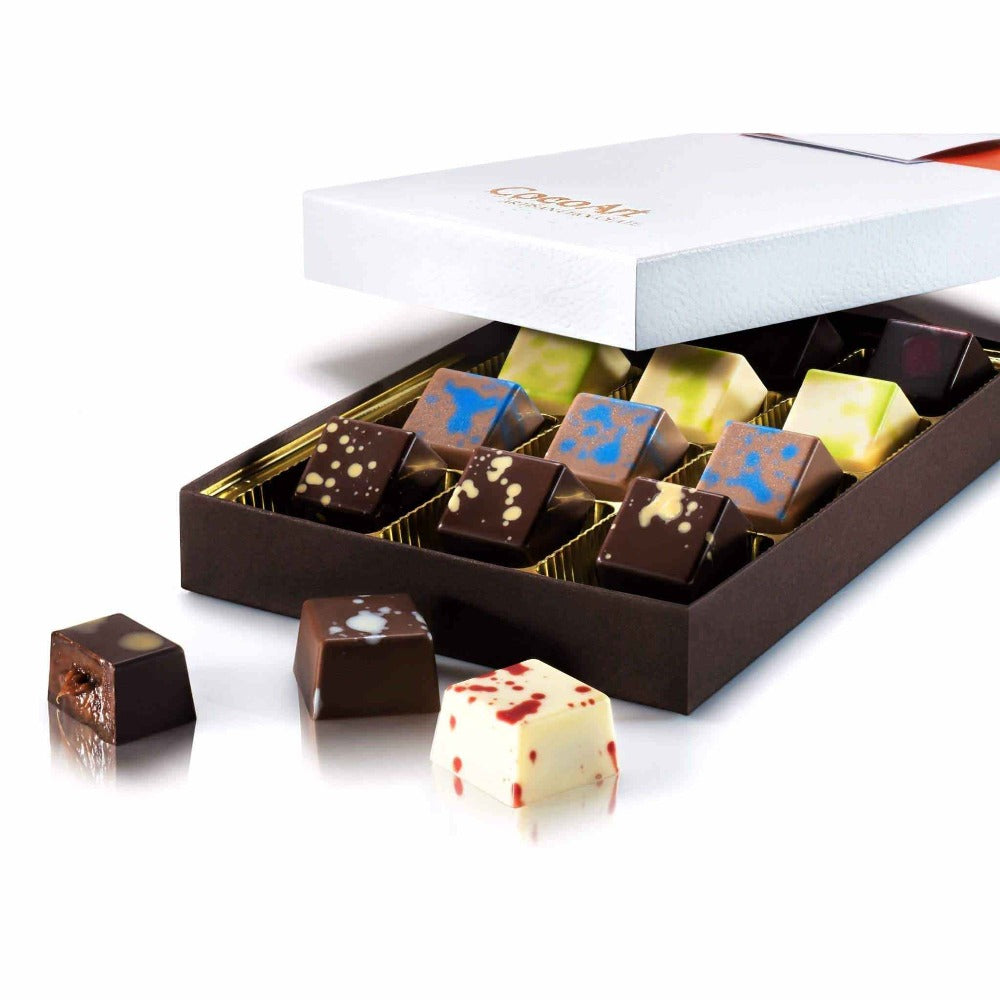 CocoArt Gourmet Artisan Chocolate Truffle Assortment Box - 12 Pieces Of Unique & Exquisitely Luxurious Chocolate Truffles -